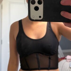 ALO Yoga Black Mesh Crop Top